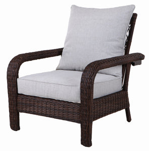 Montego Bay, 2 Chair Set Ivory Cushions & Brown Wicker