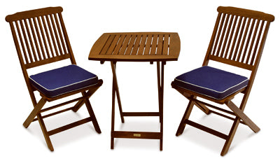 Bistro Set, 3 Piece, Eucalyptus Table & 2 Chairs